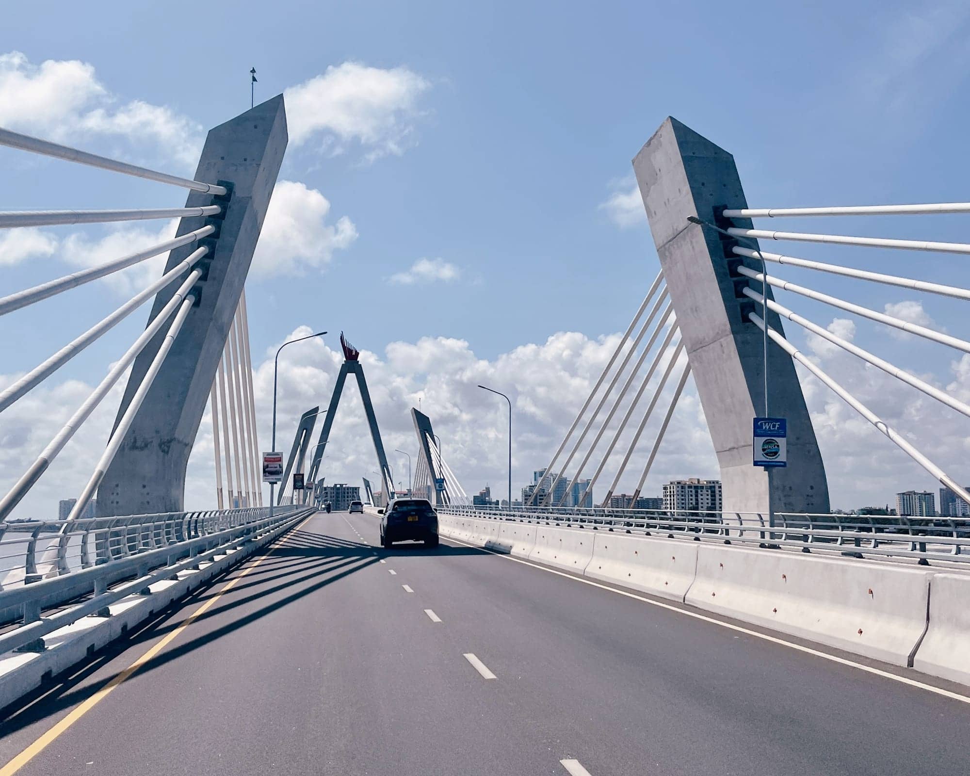 The cable-stayed Tanzanite Bridge linking Msasani and Kivukoni, Dar es Salaam