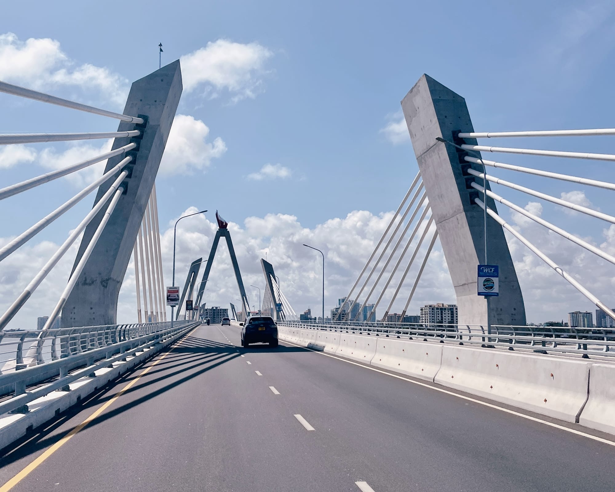 The cable-stayed Tanzanite Bridge linking Msasani and Kivukoni, Dar es Salaam