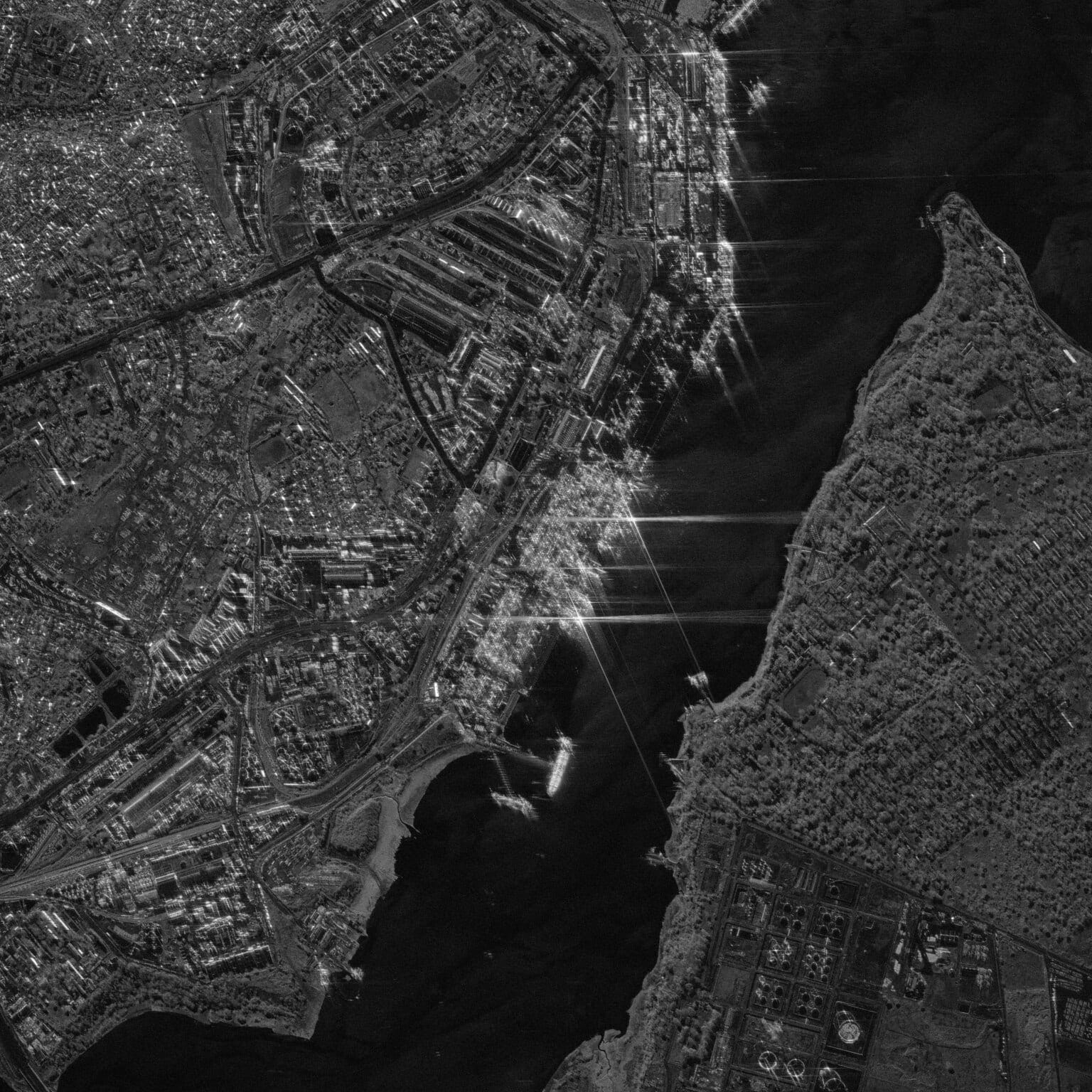 Radar satellite image of the Port of Dar es Salaam and the city coastline